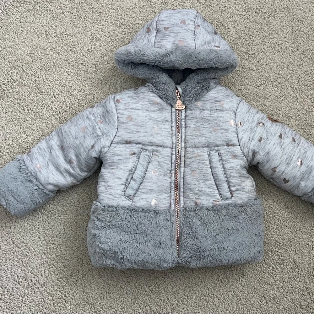 etsey Johnson Girls Coral Quilted Puffer Jacket w/Hood. 18 Months